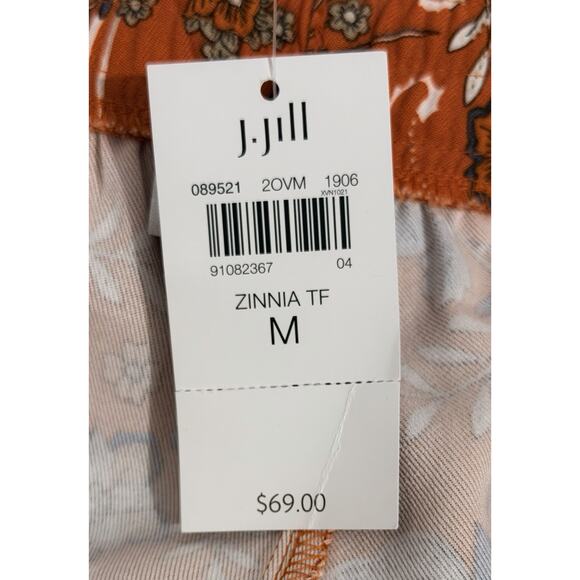 J.Jill Womens Shorts M Orange White Blue Pockets Elastic Waist Drawstring NWT - Picture 7 of 9